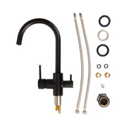 Deante Swan Neck 3 Way Filtered Water Tap in Matt Black - Filter Flair