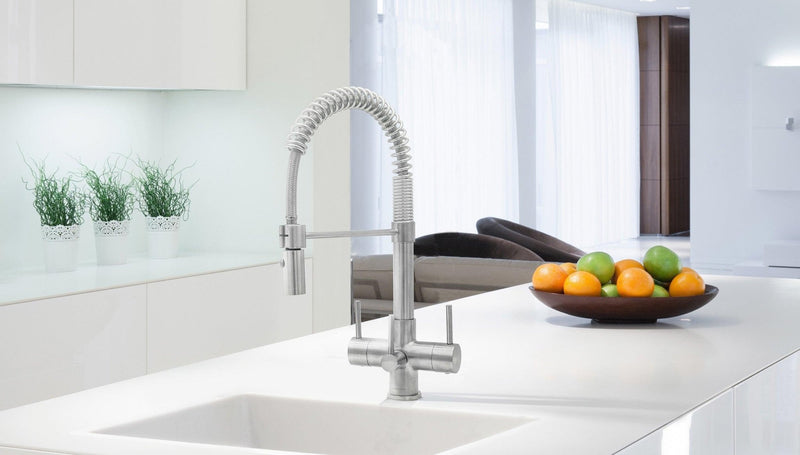 Acquapuro Milano 3 Way Filtered Water Tap in Brushed Steel - Triple Lever - Filter Flair