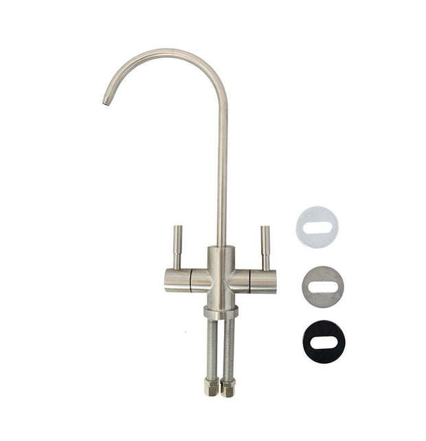 Dual Lever Swan Neck Tap in Stainless Steel for Filter & RO Systems - Filter Flair