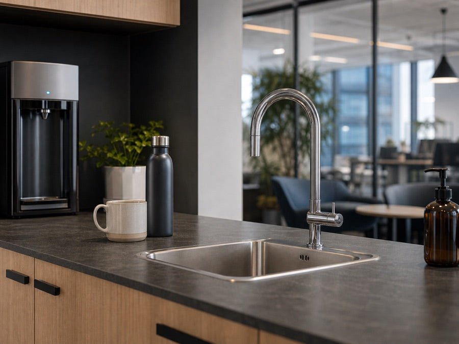 Office kitchen water tap and drinking water area